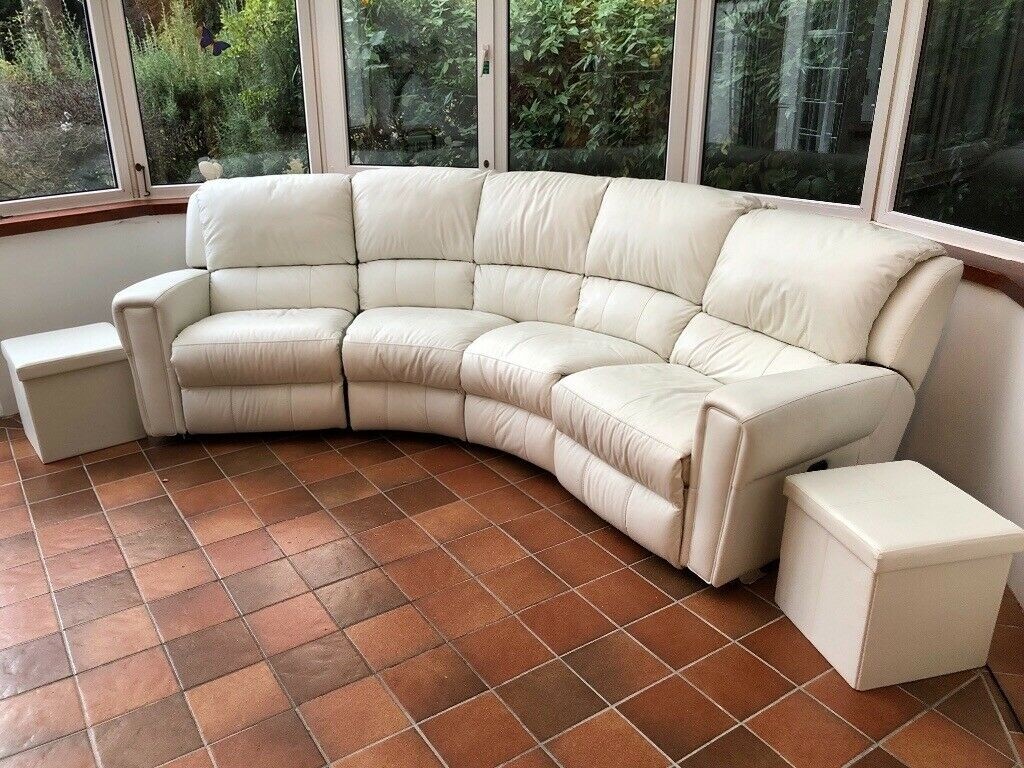 Curved reclining leather sofa in canterbury kent gumtree