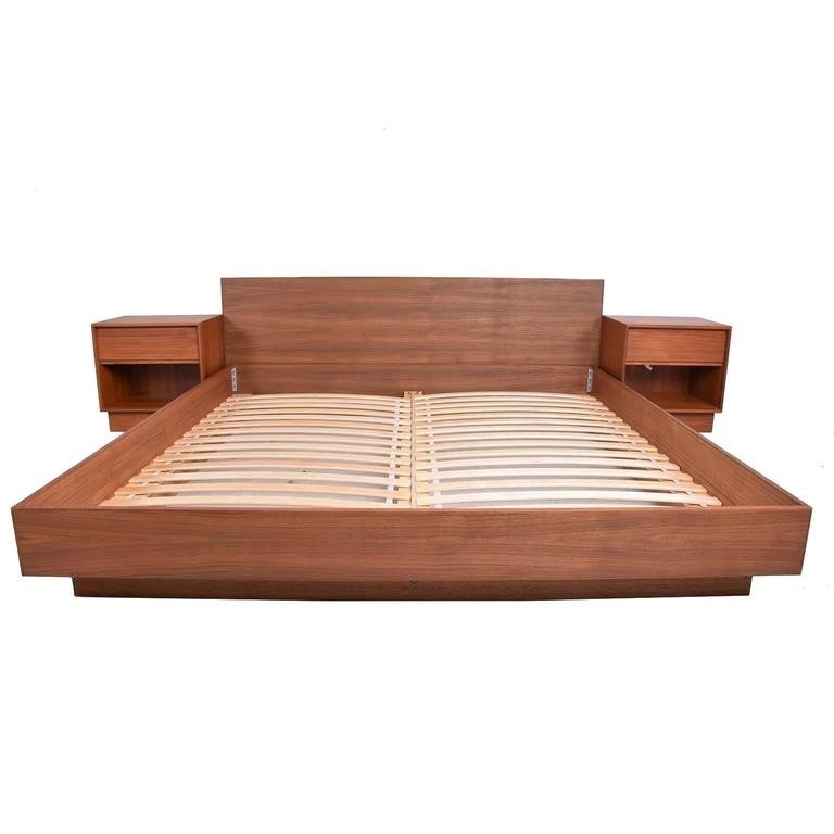 Danish modern teak platfom bed king size mid century