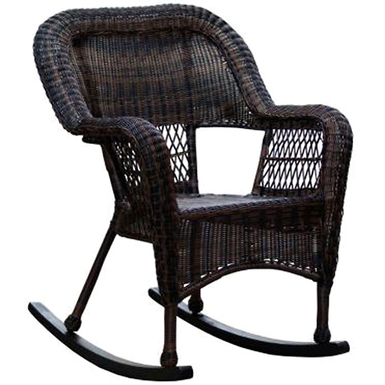 Dark brown wicker outdoor patio rocking chair at home 1