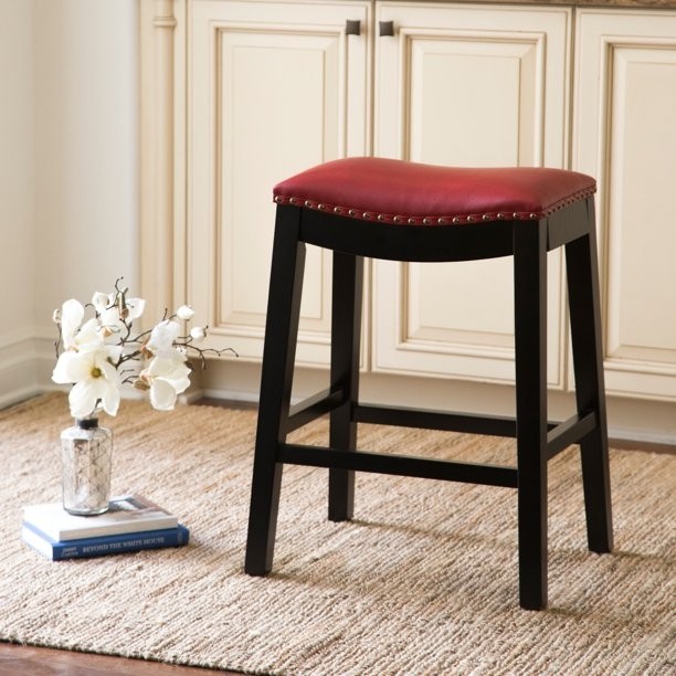 Devon claire megan leather saddle counter stool red