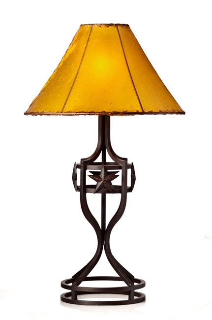 Double circle texas star wrought iron table lamp hat