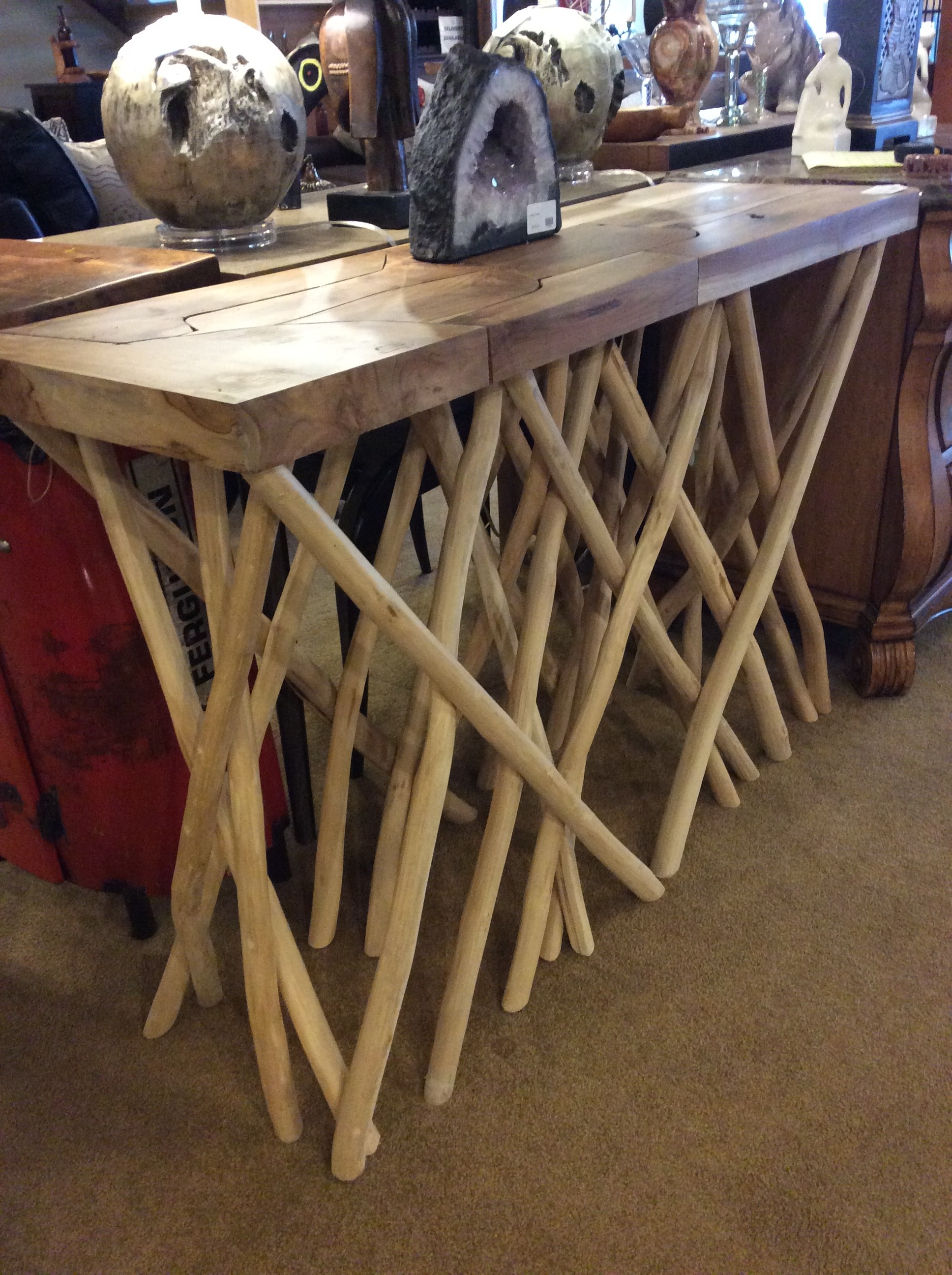 Driftwood console table 395 ballard consignment