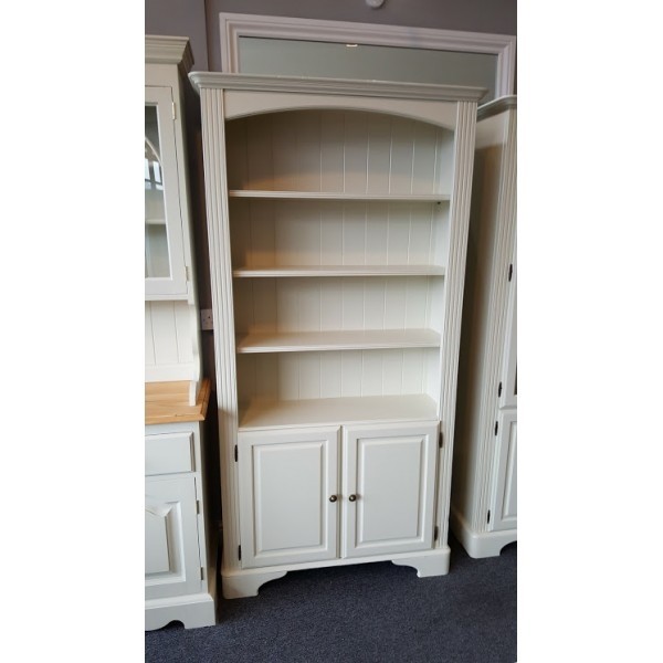 Ducal pine tall bookcase with doors off white no 3
