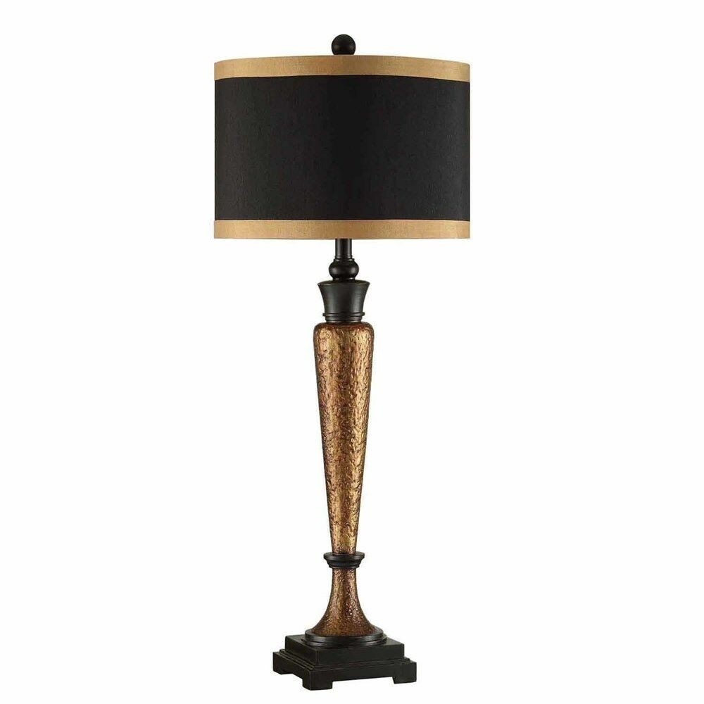 Elegant blakeney table lamp copper gold finish black shade