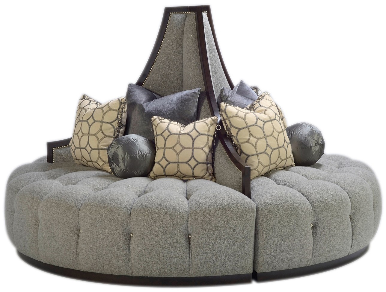 Elegant dove grey round sofa