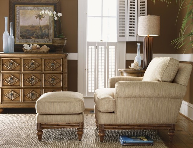 Golden isle upholstered chair tropical living room