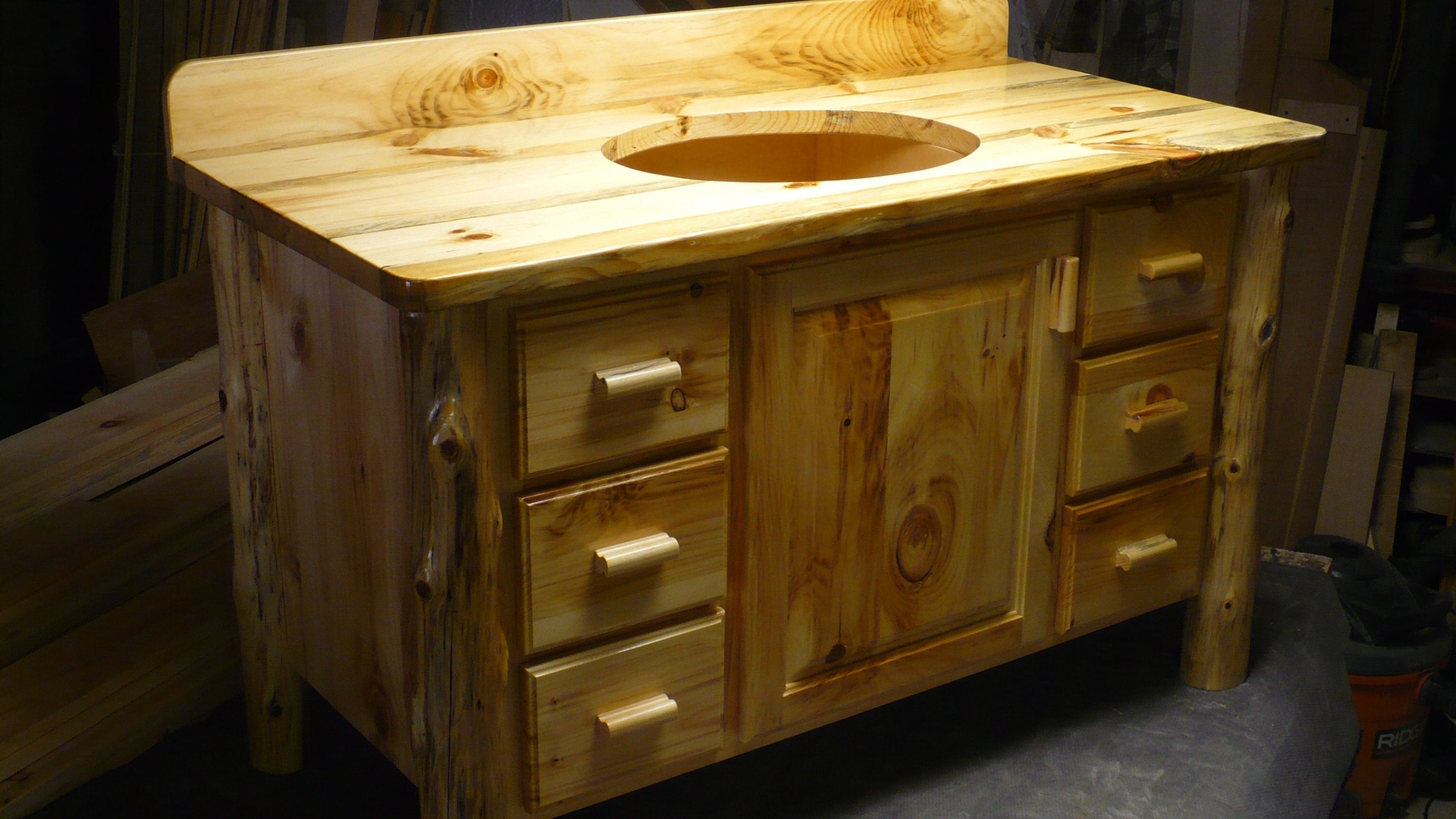 Hand made knotty pine bathroom vanity by harrys cabin