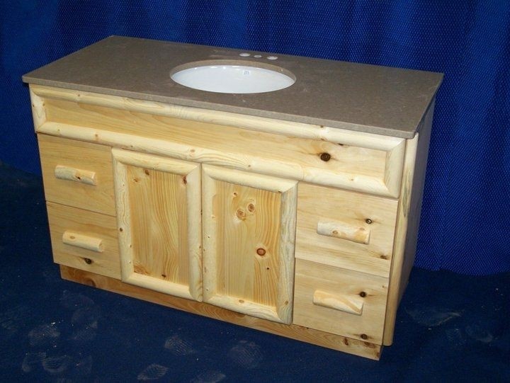 Handmade knotty pine rustic bathroom vanity by fbt sawmill