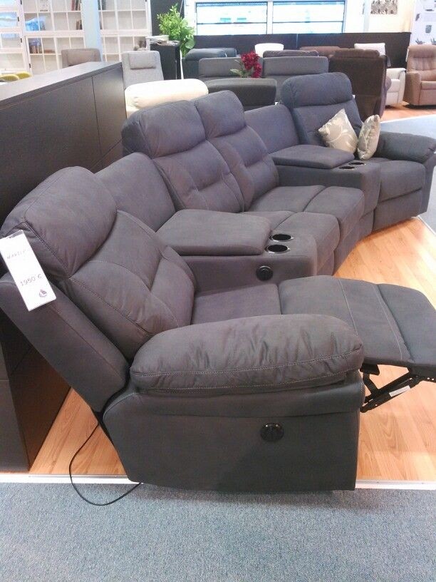 Home theater recliner sofa with cup holders and armrest