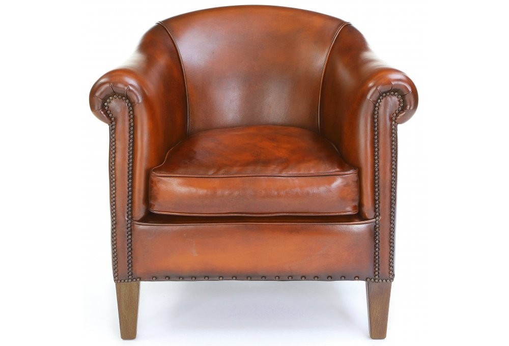 Hoots original leather tub chair from old boot sofas