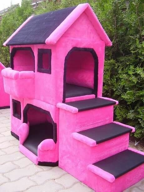 Hot pink dog house bird house outdoor decor pink dog