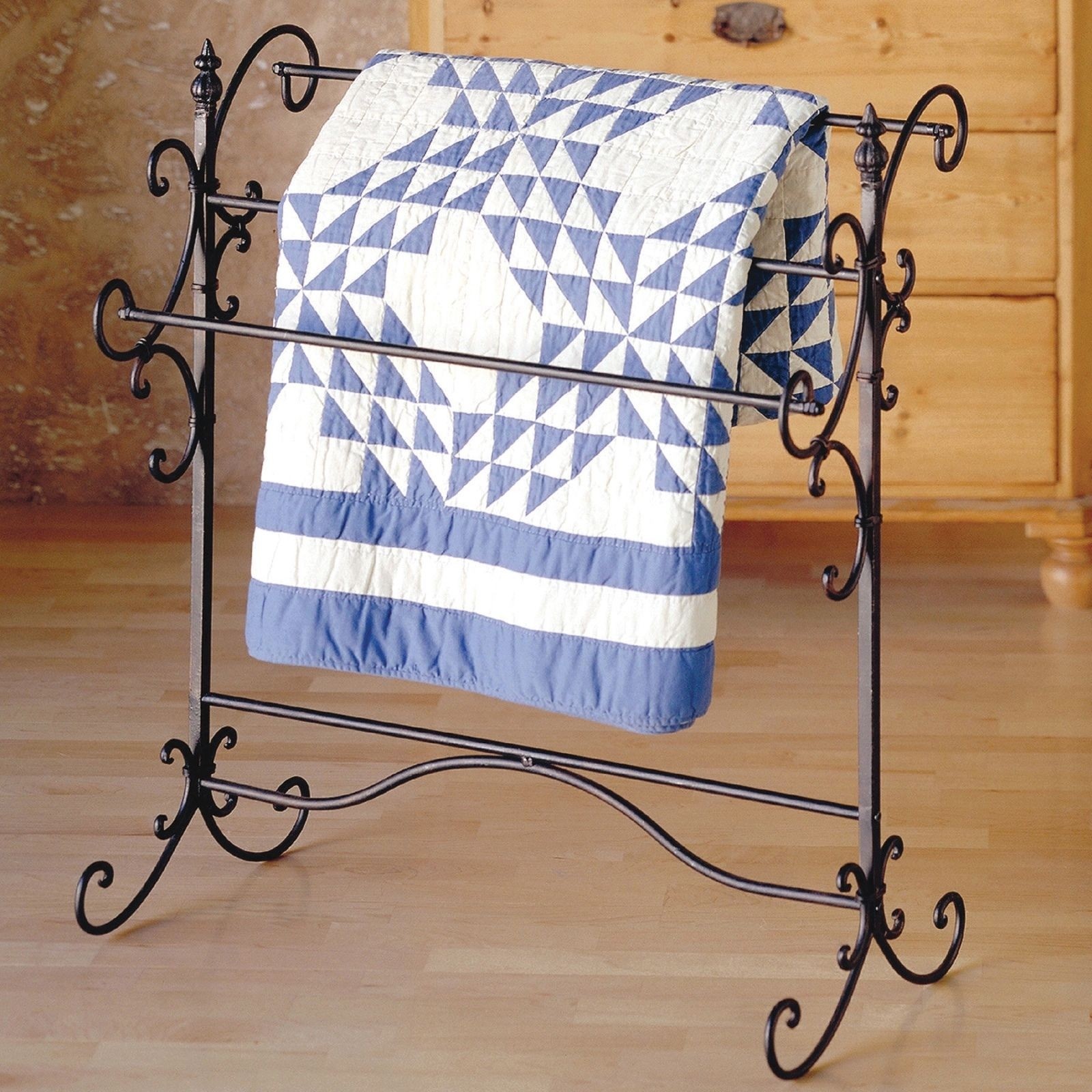 Iron quilt rack vintage wrought display stand hanger