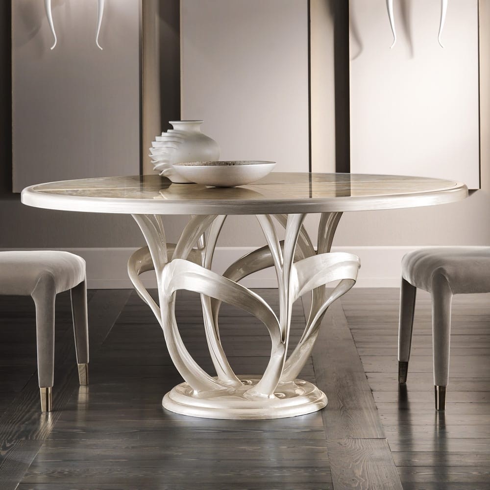 Italian designer mother of pearl round marble dining table