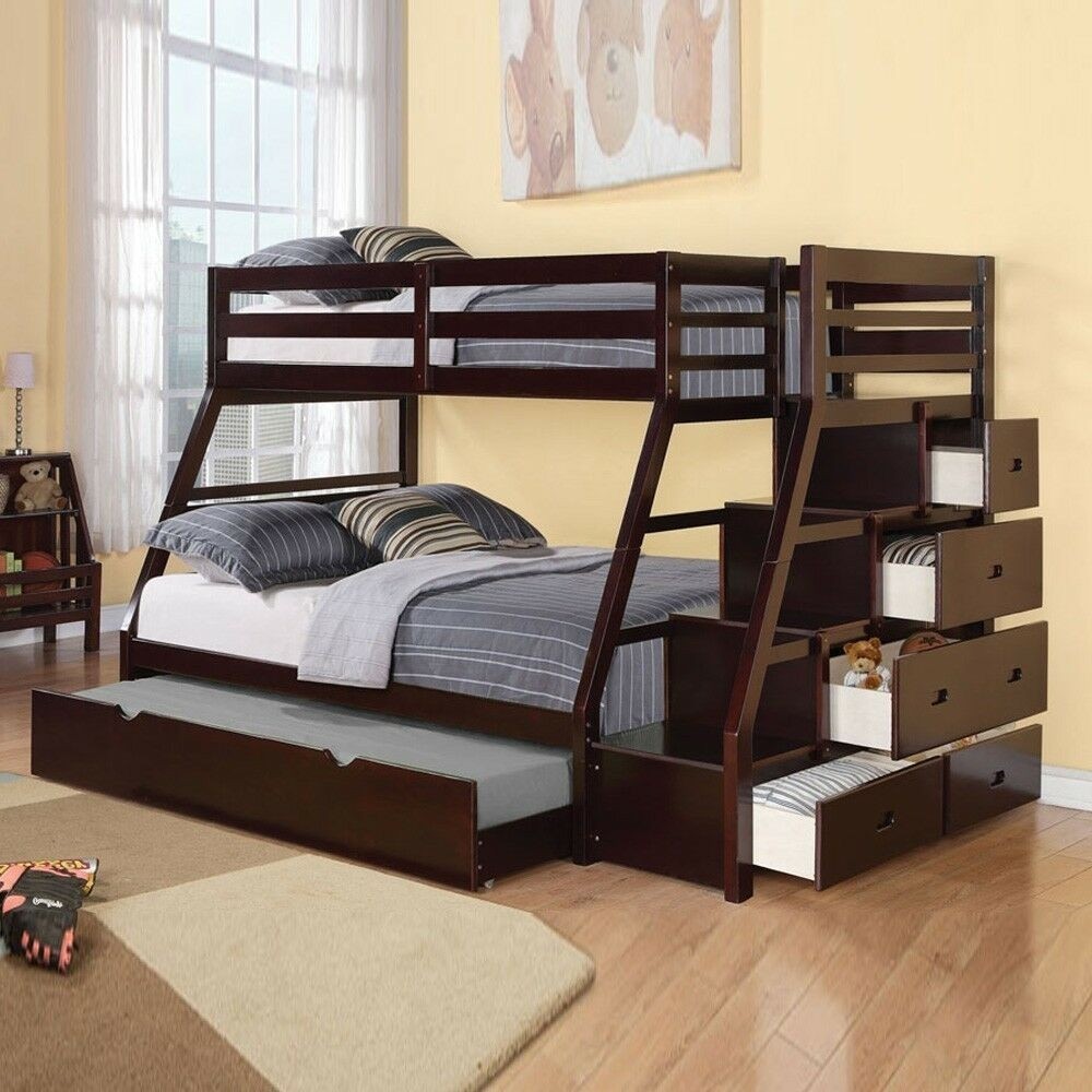 Jason twin over full bunk bed storage ladder trundle