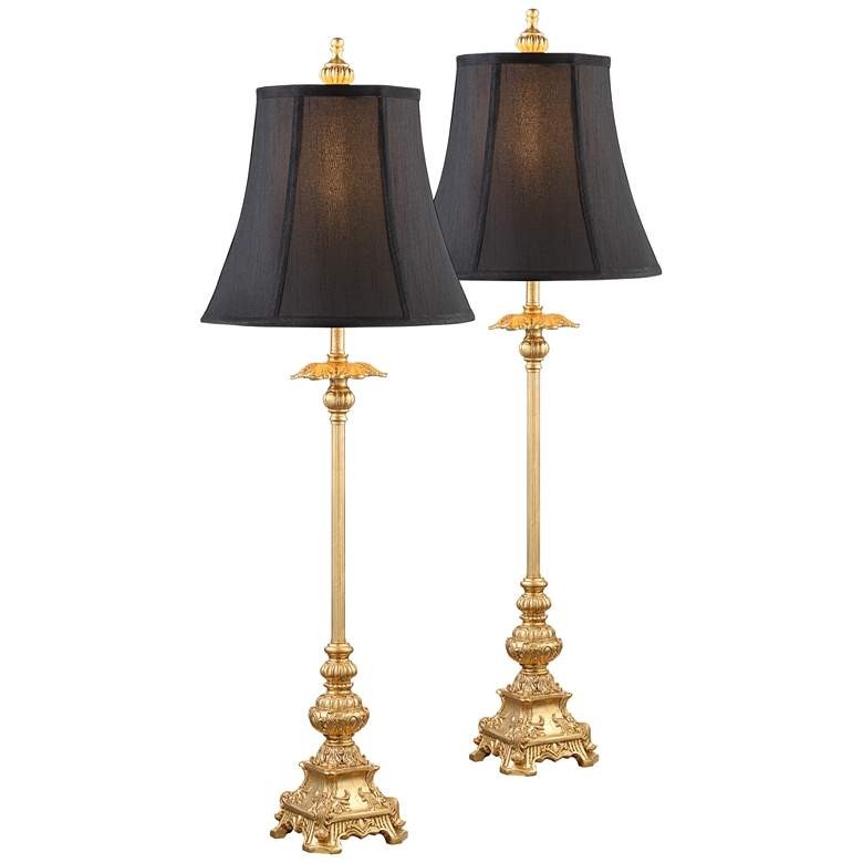 Juliette gold with black shade buffet table lamp set of