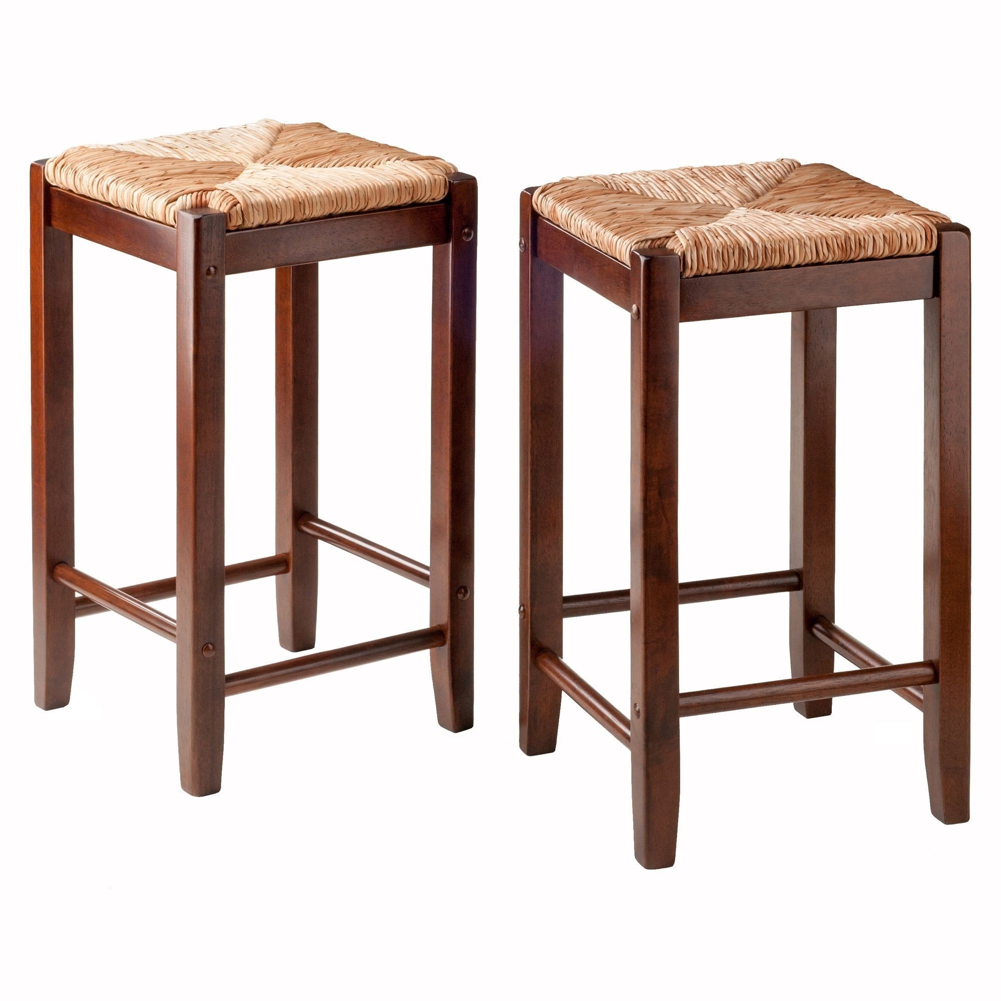 Kaden walnut rush seat counter stool set of 2 from