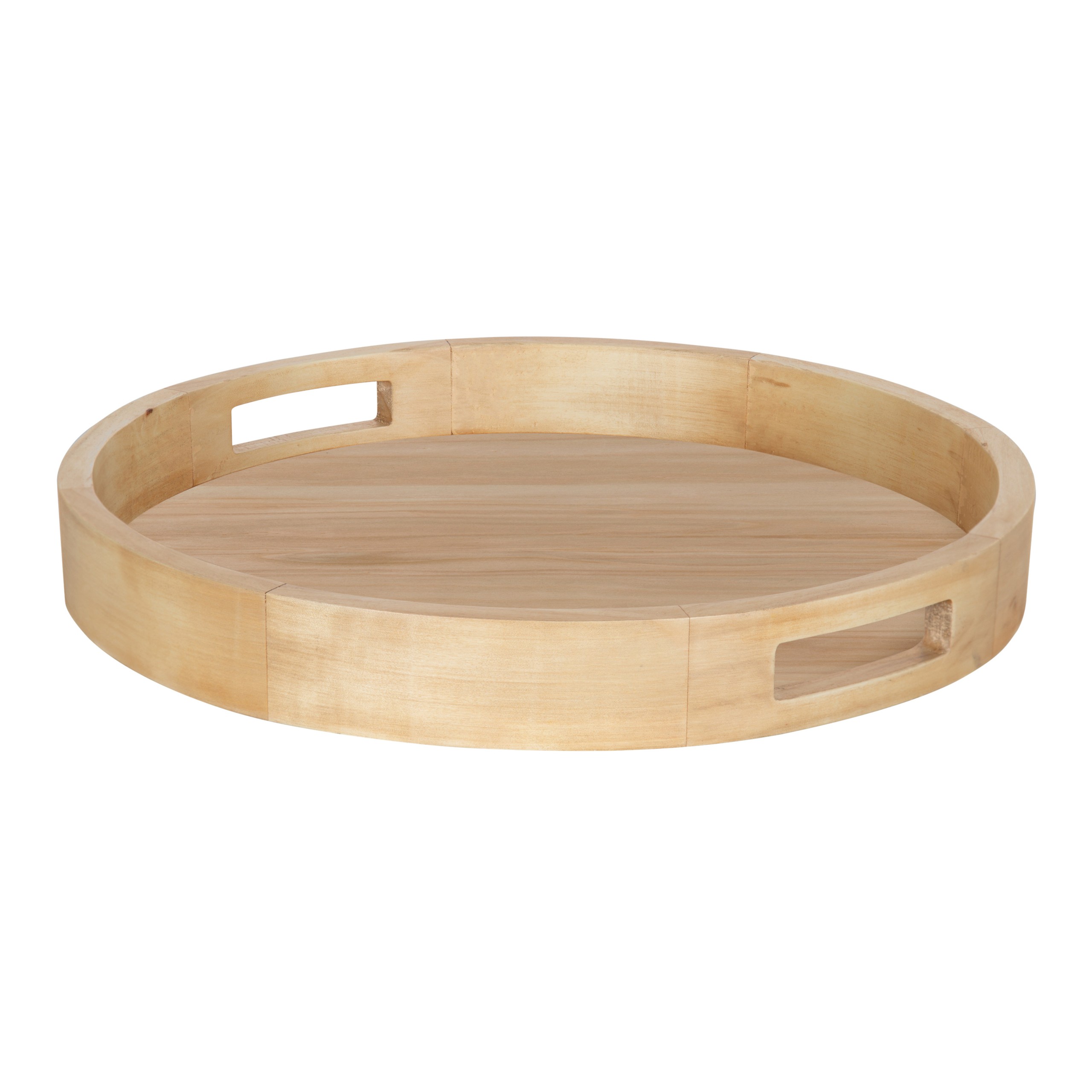 Kate and laurel hutton large round wood tray with handles