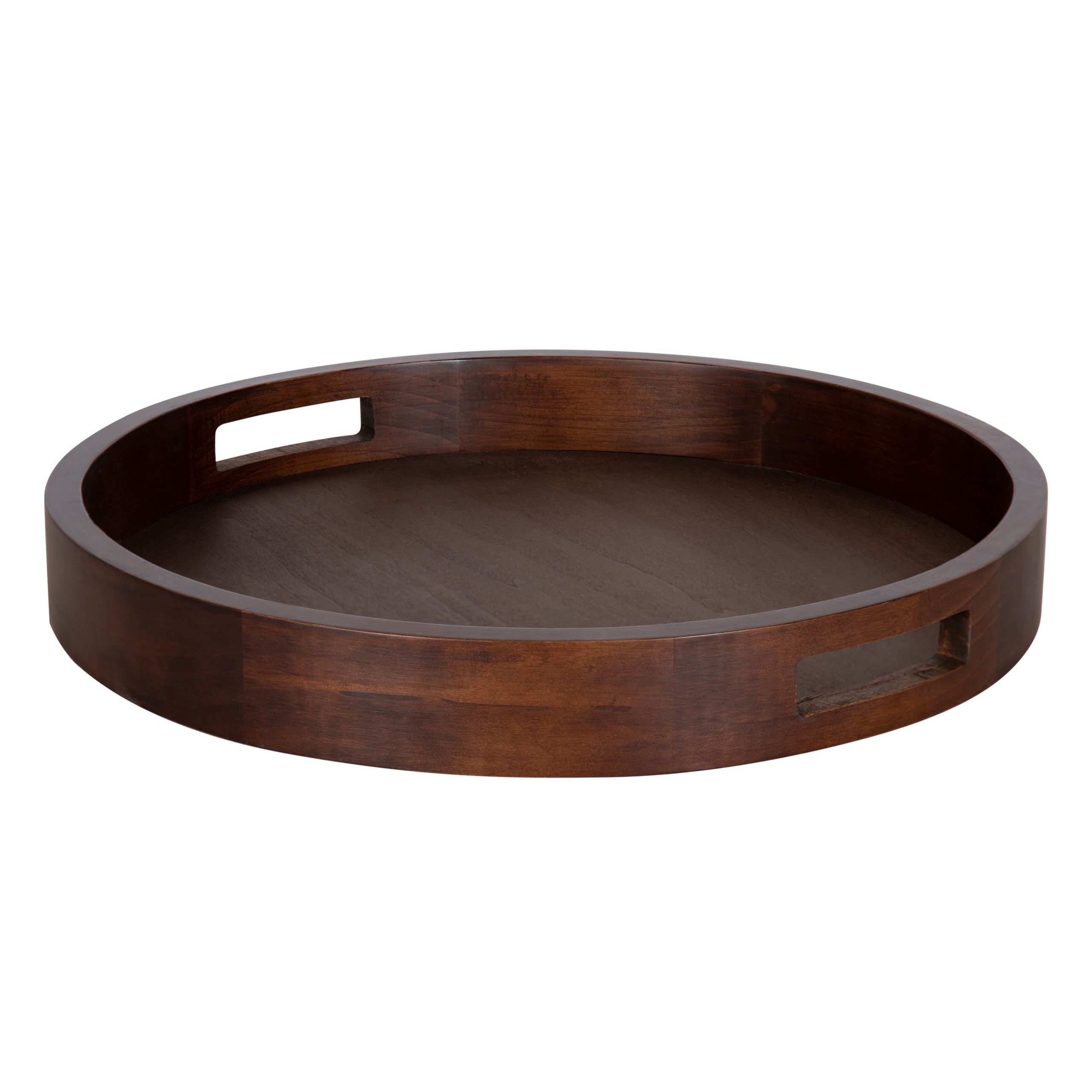 Kate and laurel hutton large round wood tray with handles