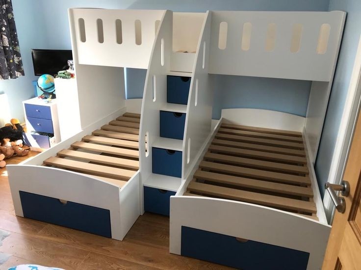 Kids triple bunk bed stairs and storage mk furnishings