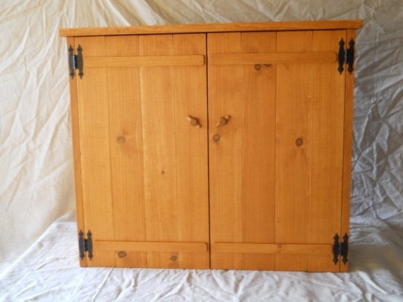 Knotty pine bathroom cabinet by thewoodworkingwizard on etsy