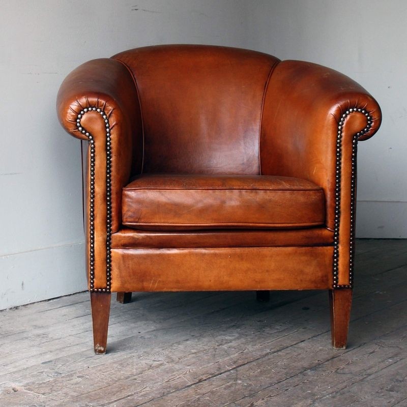 Large leather tub chair from cubbit antiques the lillie