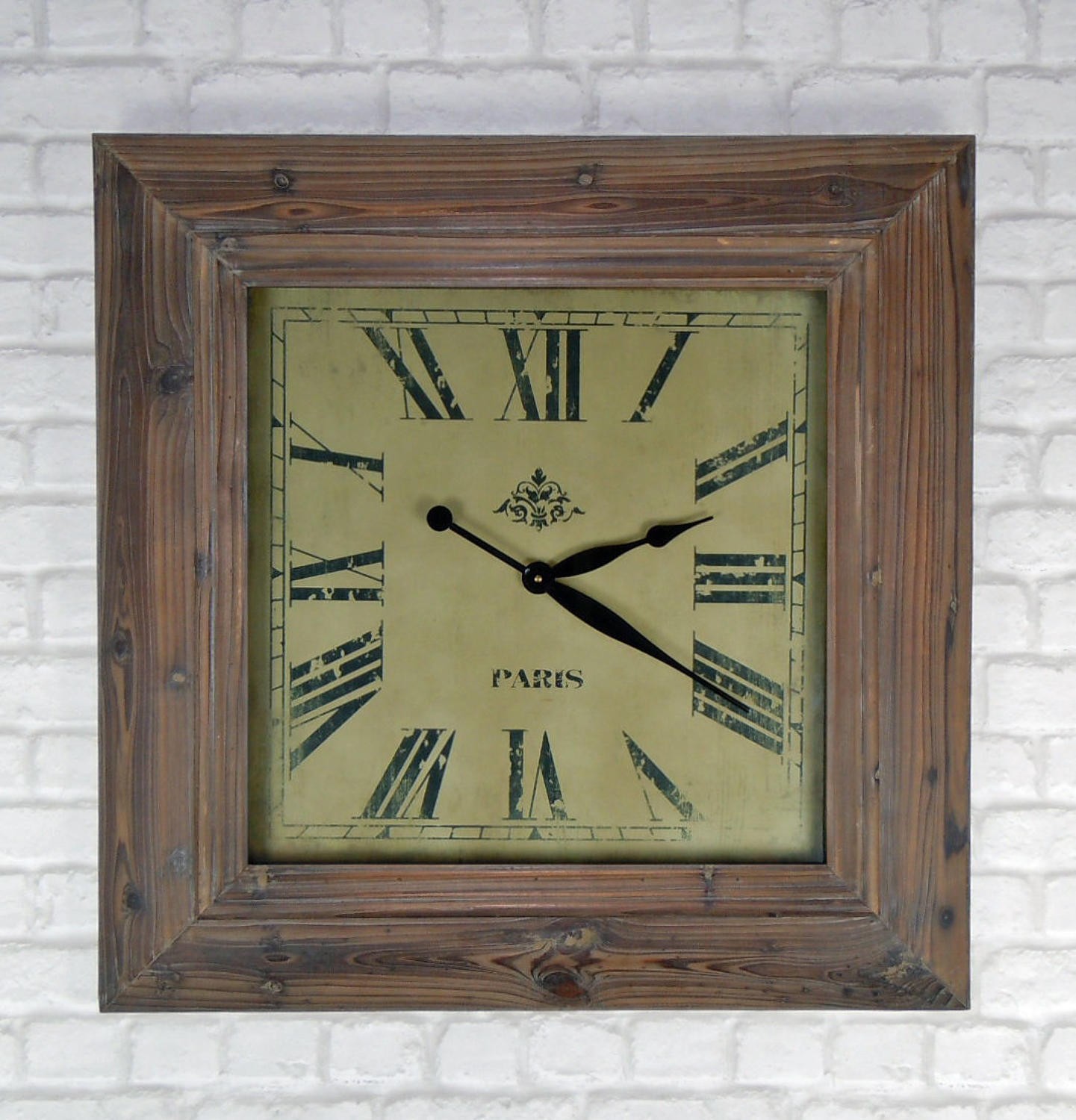 Large square wooden wall clock in clocks