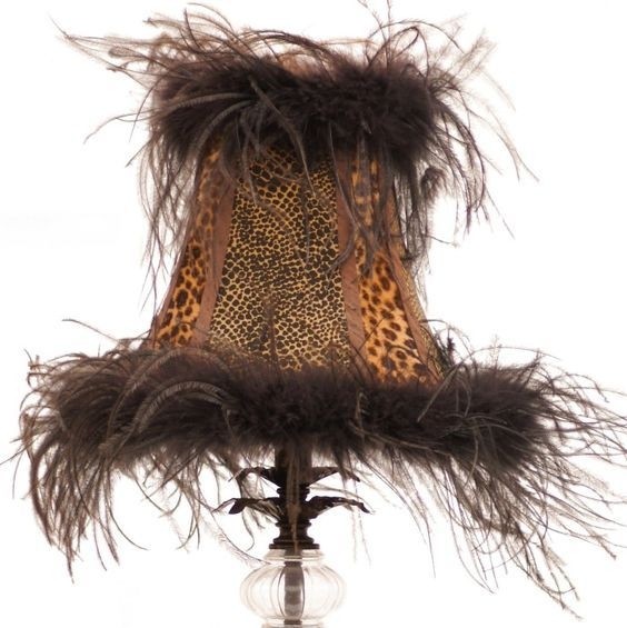 Leopard print lamp shade with feathers i made these and