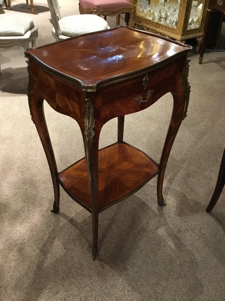Louis xv style lift top vanity table in mahogany with