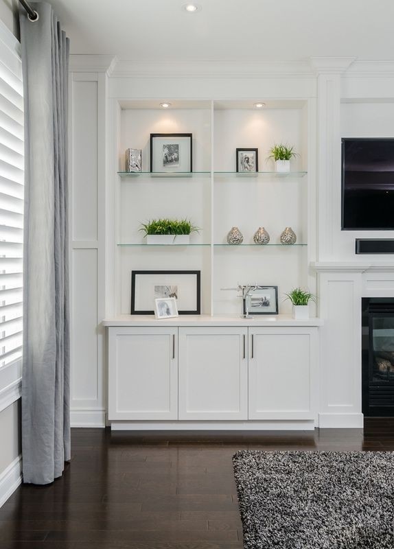 Love the idea of glass shelves and lighting cabinets