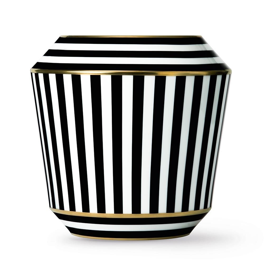 Medium luna black and white striped vase
