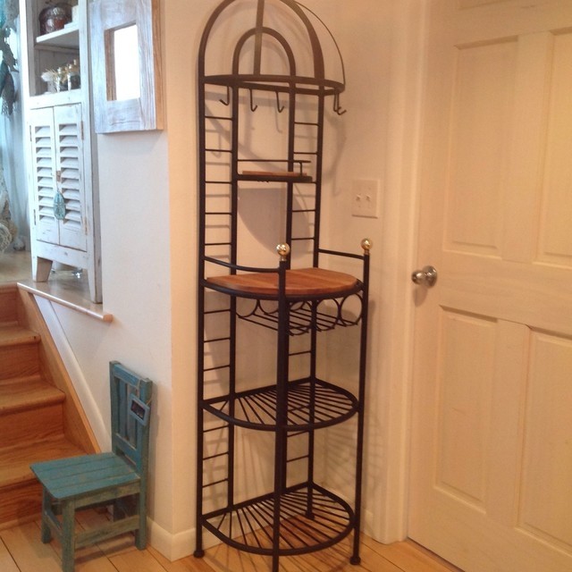 My small narrow bakers rack for kitchen or bar area
