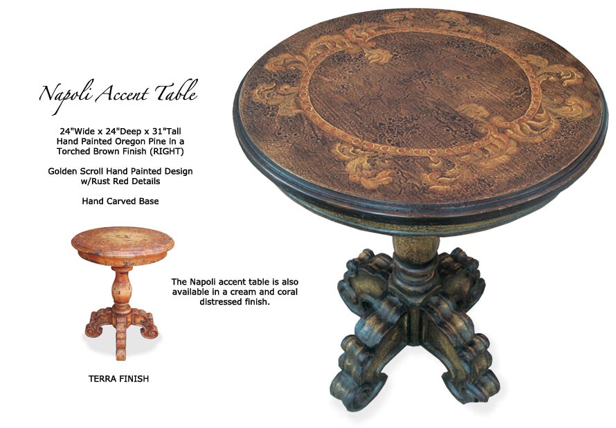 Old world hand painted coffee and round accent tables 9