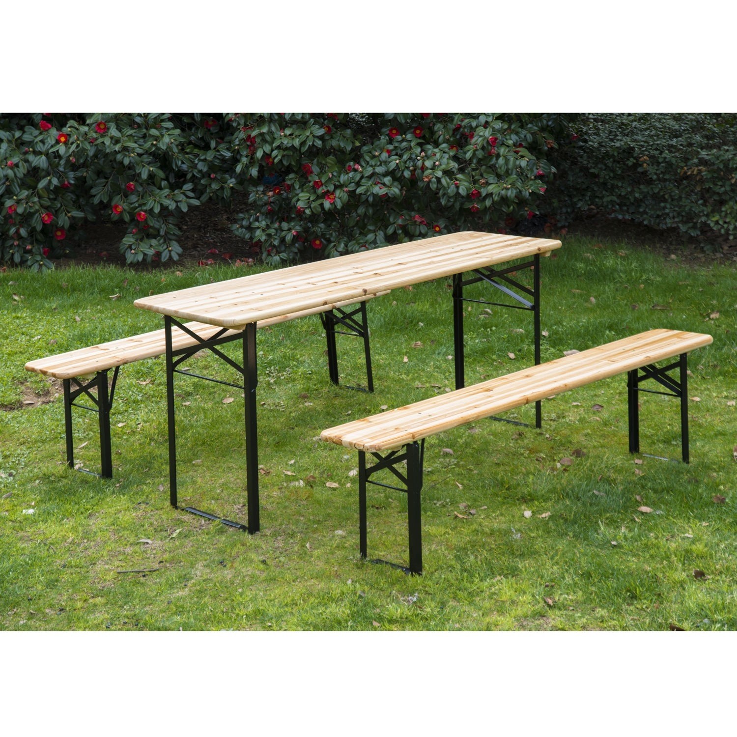 Outsunny 6 wooden outdoor folding picnic table set