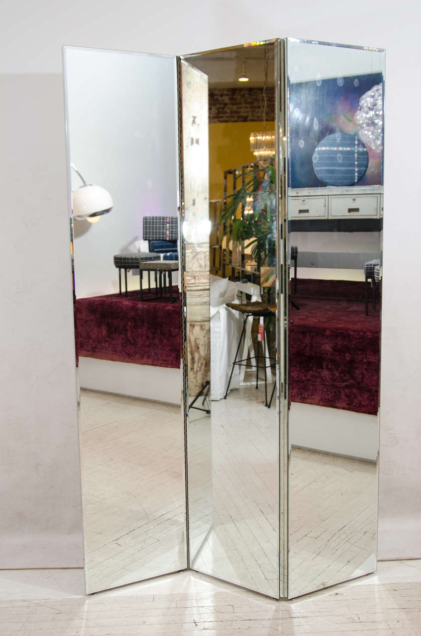 Pair of mirrored screens or room dividers at 1stdibs