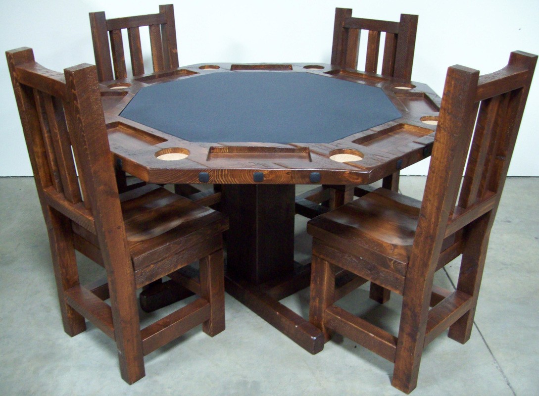 Poker table barnwood generation log furniture