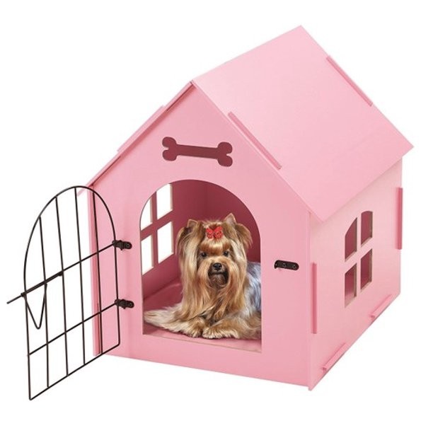 Portable indoor pet house bed wood dog house with door