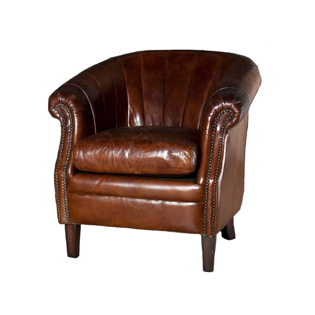 Roosevelt leather tub chair brown occasional chairs