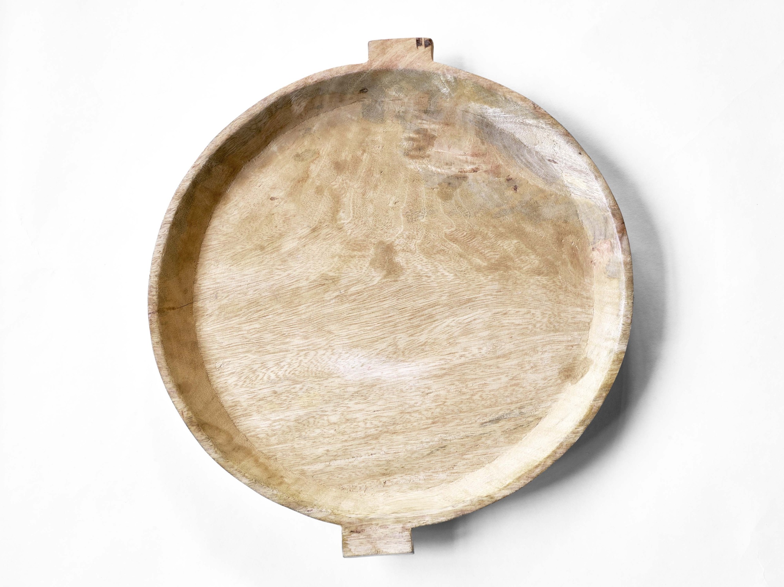 Round wood tray with handles made of soft yet durable
