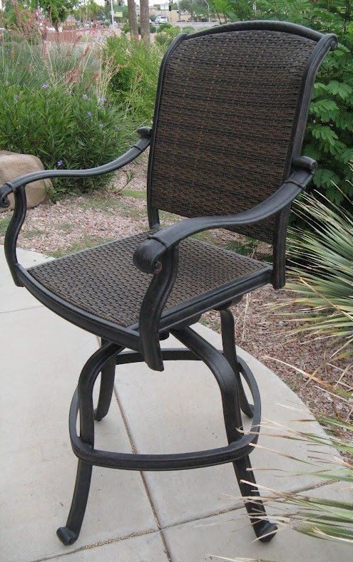 Santa clara outdoor patio swivel bar stools cast aluminum