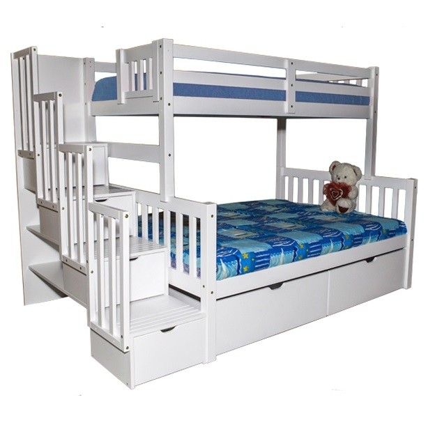 Sca flamingo stairway twin over full bunk bed white