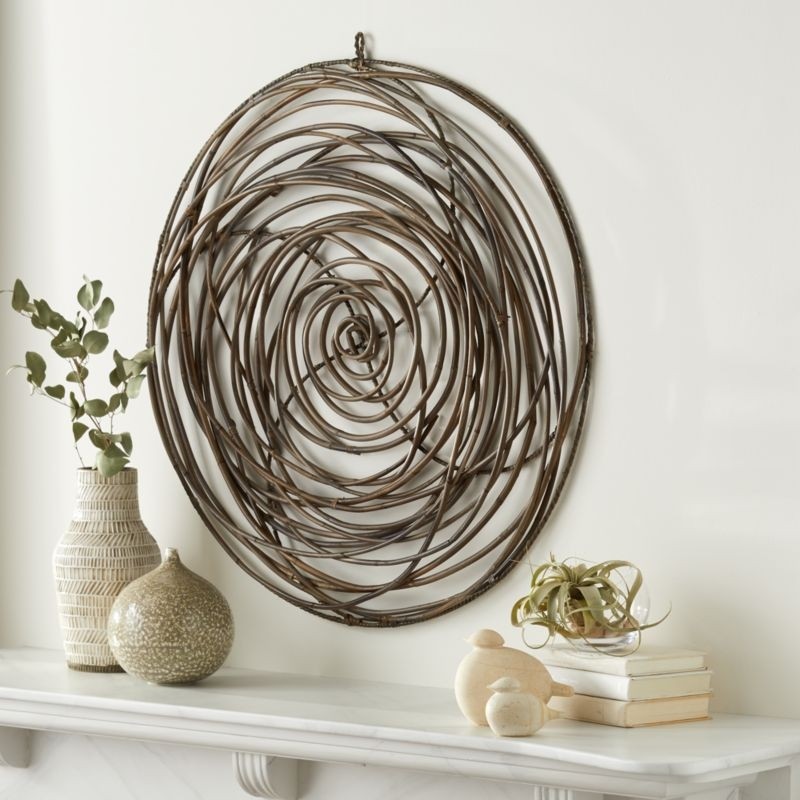 Scribble circle rattan wall art reviews crate and barrel
