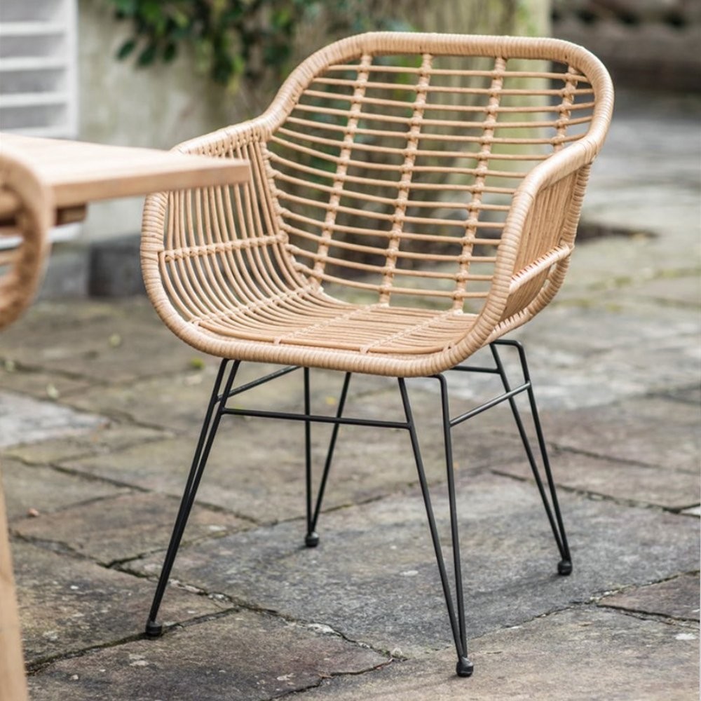 Set of two woven outdoor chairs all weather bamboo