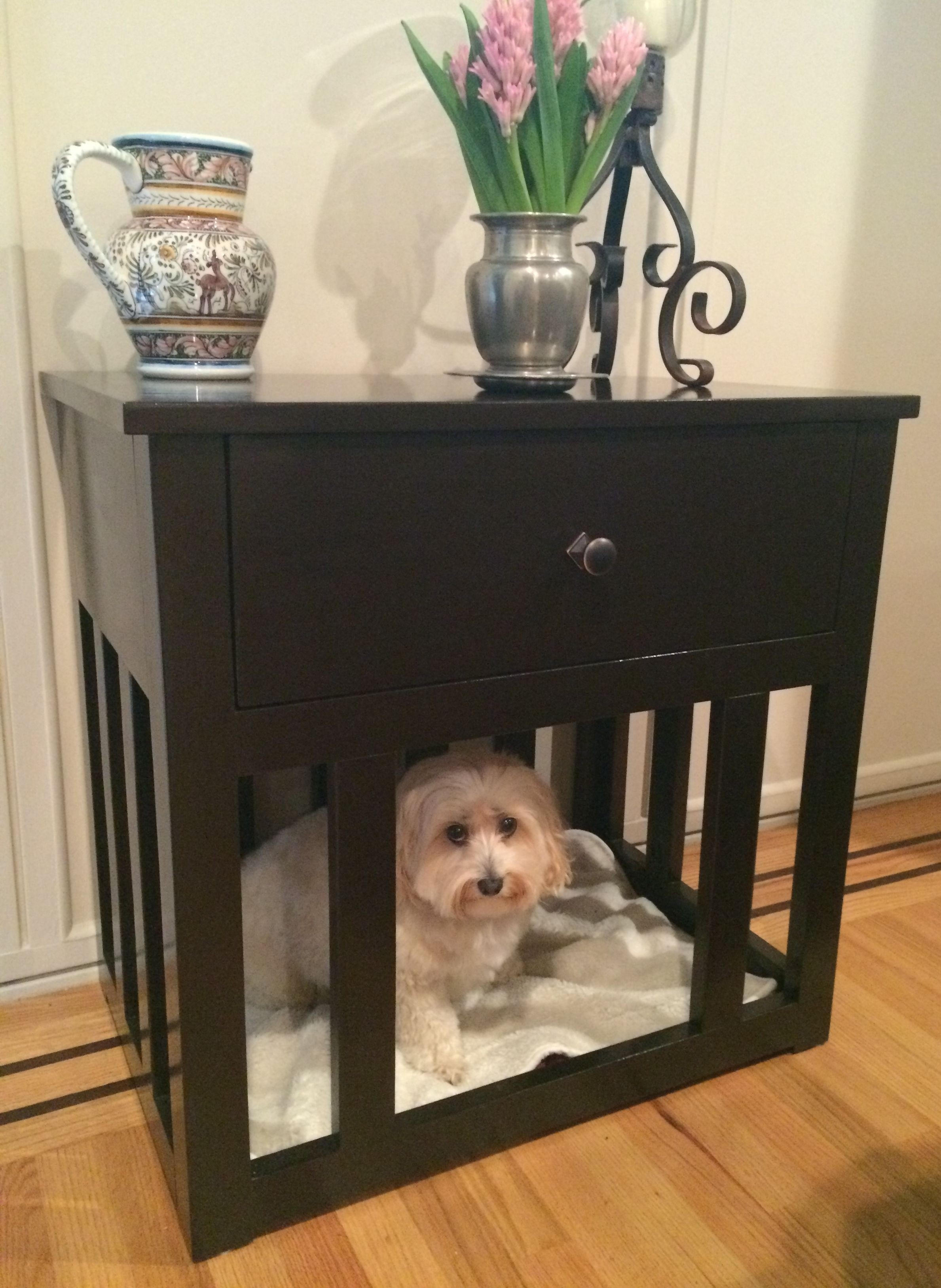 Small dog nightstand dog crate custom dog kennel