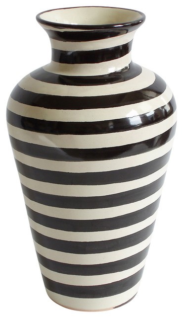 Striped vase black and white contemporary vases by