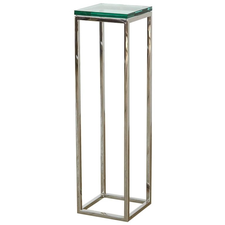 Tall square polished chrome pedestal by milo baughman at