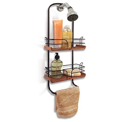Teak and oil rubbed bronze shower caddy bed bath beyond