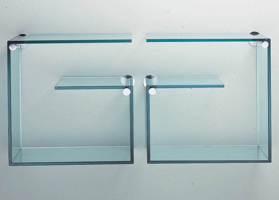Tonelli alfabeta pair of glass wall shelves shelving