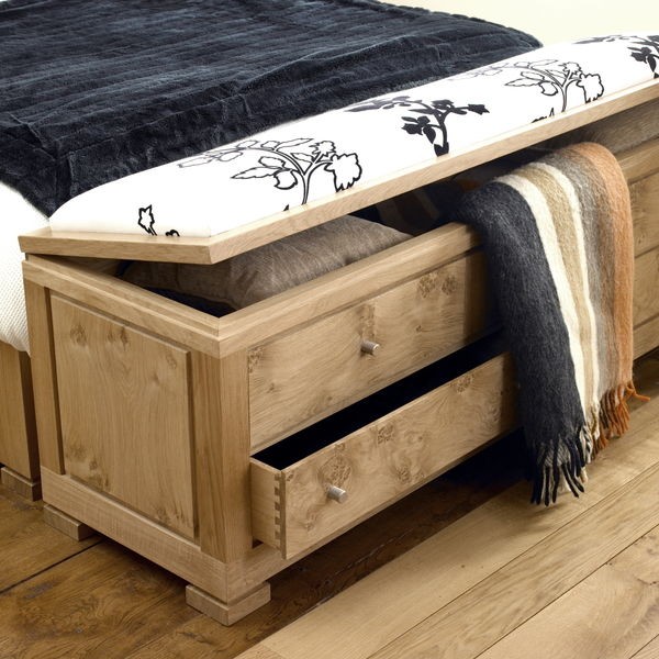 Upholstered storage bench modern oak furniture tudor