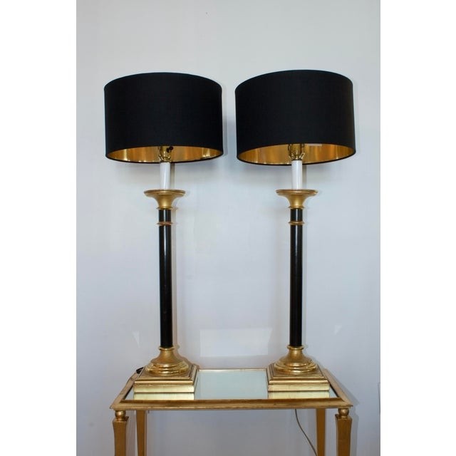Vintage curry black gold buffet lamps a pair chairish