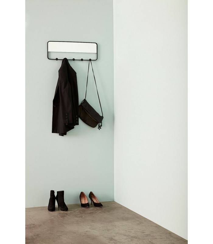 Wall coat rack 5 hooks with mirror